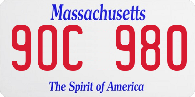 MA license plate 9OC980