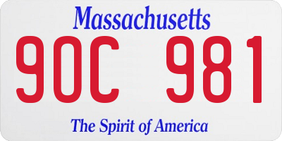 MA license plate 9OC981