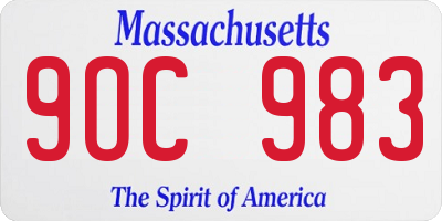 MA license plate 9OC983