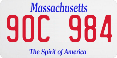 MA license plate 9OC984