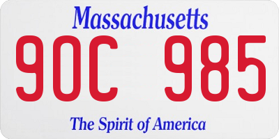 MA license plate 9OC985