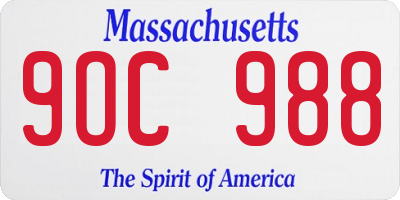 MA license plate 9OC988