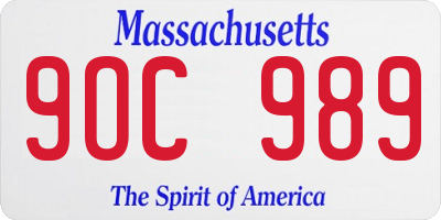 MA license plate 9OC989