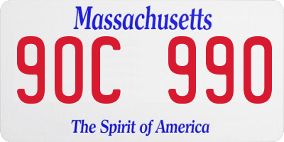 MA license plate 9OC990