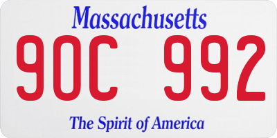 MA license plate 9OC992