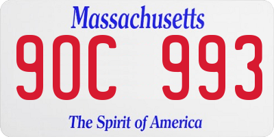 MA license plate 9OC993