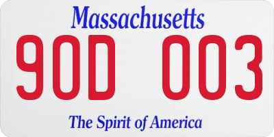 MA license plate 9OD003