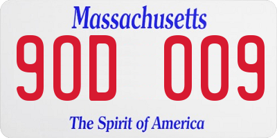 MA license plate 9OD009
