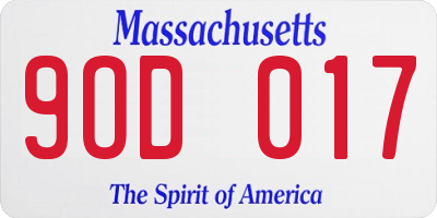 MA license plate 9OD017