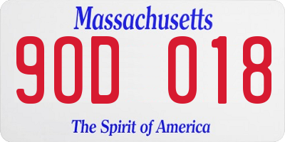 MA license plate 9OD018