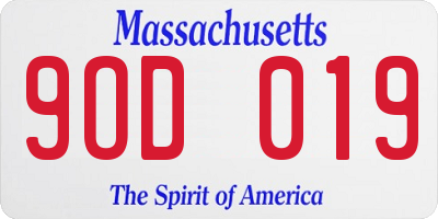 MA license plate 9OD019