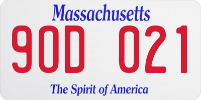 MA license plate 9OD021