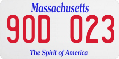 MA license plate 9OD023