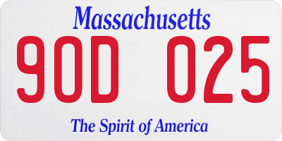 MA license plate 9OD025