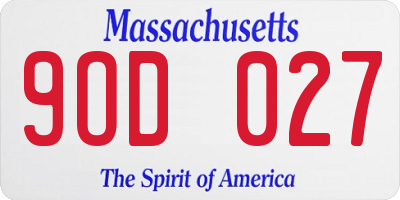 MA license plate 9OD027