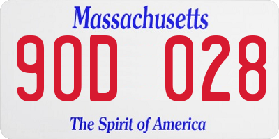 MA license plate 9OD028