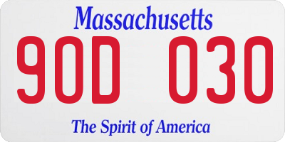 MA license plate 9OD030