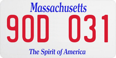 MA license plate 9OD031