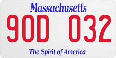 MA license plate 9OD032