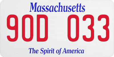 MA license plate 9OD033
