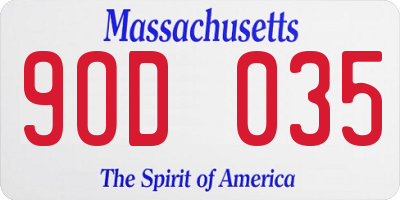 MA license plate 9OD035