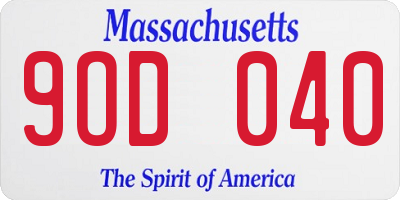 MA license plate 9OD040