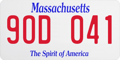 MA license plate 9OD041