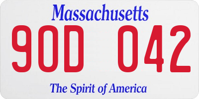 MA license plate 9OD042