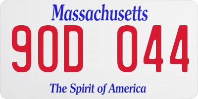 MA license plate 9OD044