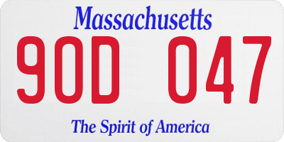 MA license plate 9OD047