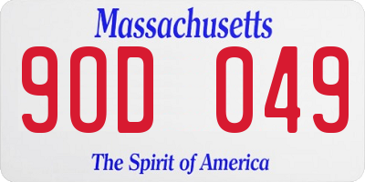 MA license plate 9OD049