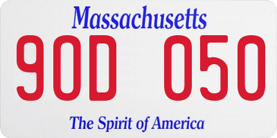 MA license plate 9OD050