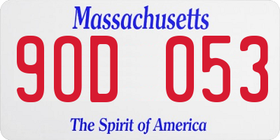 MA license plate 9OD053