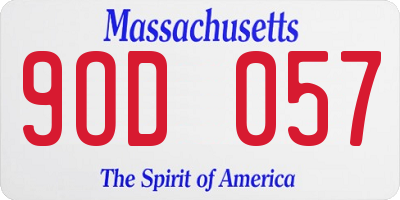 MA license plate 9OD057