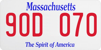MA license plate 9OD070