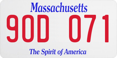MA license plate 9OD071