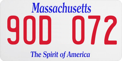 MA license plate 9OD072