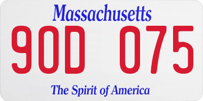 MA license plate 9OD075