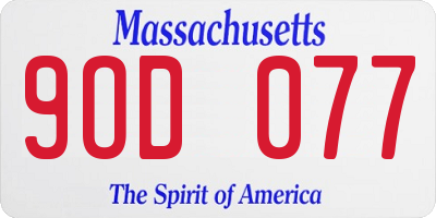 MA license plate 9OD077