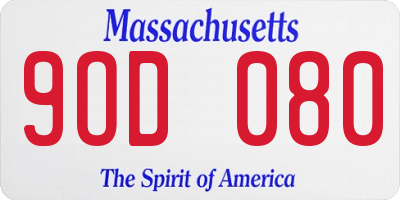 MA license plate 9OD080