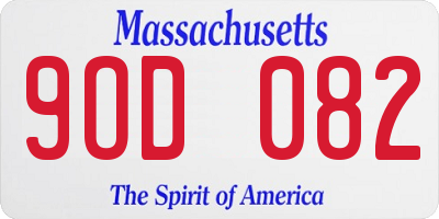 MA license plate 9OD082