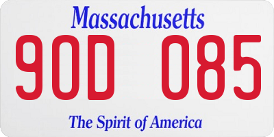 MA license plate 9OD085