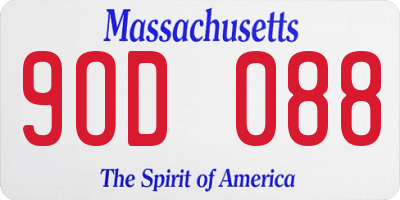 MA license plate 9OD088