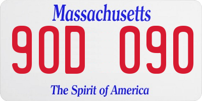 MA license plate 9OD090