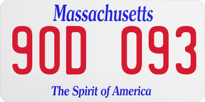 MA license plate 9OD093