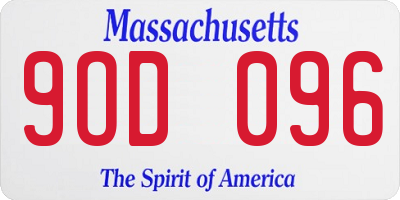 MA license plate 9OD096