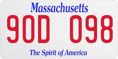 MA license plate 9OD098