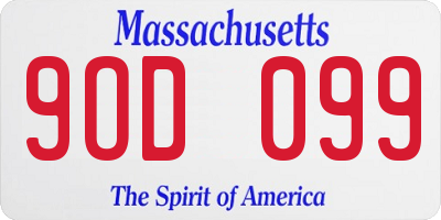 MA license plate 9OD099