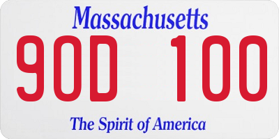 MA license plate 9OD100