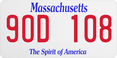 MA license plate 9OD108